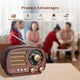 thumbnail image 3 of Altavoz Bluetooth ONCHEER, radio vintage portátil, estilo retro, 3 of 7