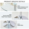 thumbnail image 6 of Hi loPres 35" Round Glass Bar Height Table, Modern Clear Tempered Glass Pub Table with Sturdy Silver Chrome Pedestal Base for Small Space, Kitchen, 6 of 7