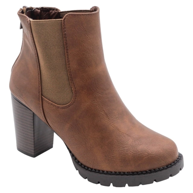 Botín con Tacón Exterior Piel Vegana Color Negro Para Mujer De RBCOLLECTION