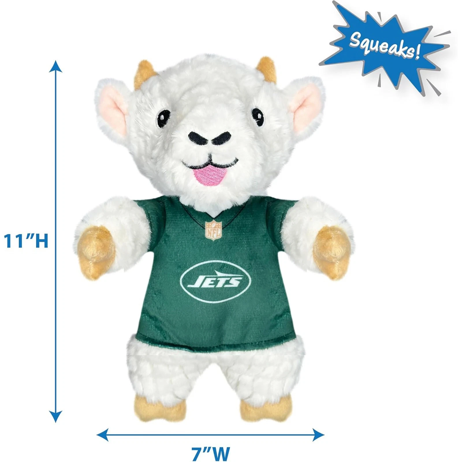 Pets First NFL Goat Plush Toys for Dogs & Cats Dog Chew Toys with Inner Squeaker