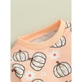 thumbnail image 6 of Baby Girls Casual Crewneck Romper 3M 6M 9M 12M Long Sleeve Floral Pumpkin Print Halloween Clothes, 6 of 8