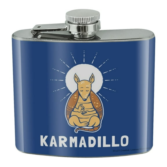 Karmadillo Armadillo Karma Funny Humor Stainless Steel 5oz Hip Drink Kidney Flask