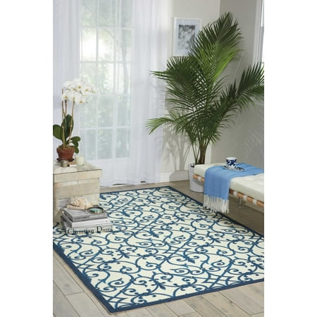 Nourison Home & Garden Indoor/Outdoor Blue 4'4" x 6'3" Area Rug, (4x6)