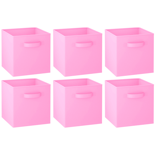 Purebryt Foldable Fabric Cube Storage Bins (10.5" x 10.5" x 11" ), 6 Pack, Pink