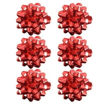 PMU Decorative Confetti Gift Bows 6 Inch 35 Loops Metallic Red (6/Pkg) Pkg/1