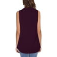 thumbnail image 3 of Hanerdun Women Sleeveless Shirt Female Solid V Neck Lapel Tank Tops Red L, 3 of 5
