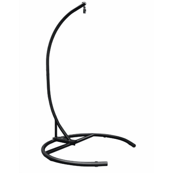 42 Inch Hanging Egg Chair with Curved Black Metal Stand, Swing Lounge Chair Frame for Indoor Outdoor Patio Garden Balcony, Relaxing Seating Furniture