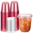 thumbnail image 1 of Vasos de plástico Baderke con fondo redondo, 350 ml, con tapa para sorbos, 50 unidades, 1 of 7