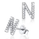 thumbnail image 1 of Pendientes pequeños de plata esterlina Silvora con inicial de circonita cúbica letra N, 1 of 8