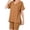 DEEP CAMEL, variant on Women 2 Piece Outfits Oversized V-neck Short Sleeve Jersey Tunic Top & Biker Shorts SET