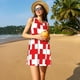 thumbnail image 3 of Easygdp Red Cross 1 para Vestido Transpirable de Mujer, Vestido Suelto de Manga Corta con Pliegues y Bolsillos para el Verano, 3 of 7
