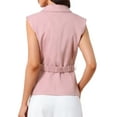 thumbnail image 3 of INSPIRE CHIC Women's Sleeveless V Neck Belted Lapel Collar Work Vest XS Pink, 3 of 5