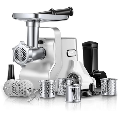 Meat 3000W Max, Heavy Duty 5-in-1 Electric Meat Mincer with Sausage Stuffer & Kubbe Kit, 3 Stainless Steel Grinding Plates for Kitchen & Processing ()