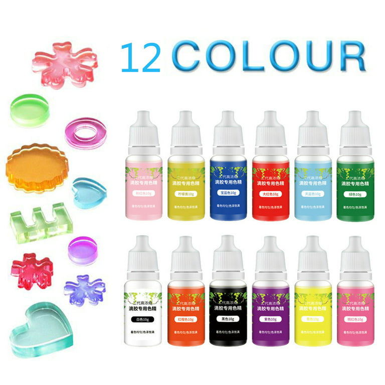  12 Colors Epoxy Resin Color Dye Colorant Liquid Epoxy Resin  Pigment,10ml Each,Translucent