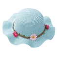 thumbnail image 1 of 51-52 cm circunferencia del sombrero sombrero de verano para niños sombrero de paja de flores sombrero de lavabo grande sombrero de paja protector solar para playa, 1 of 5