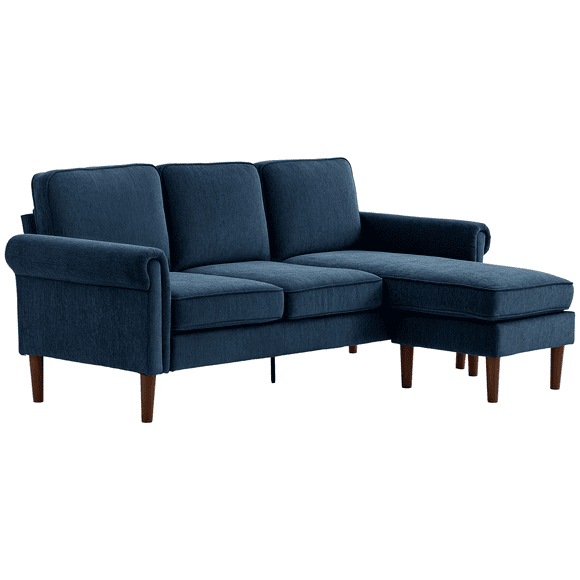 HOMCOM Convertible Sectional Sofa with Reversible Chaise Lounge Wood Legs
