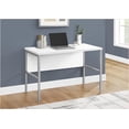 thumbnail image 2 of Desks, 48” Modern Computer Desk with White Laminate Top & Silver Metal Legs | Home Office Workstation | Cable Management | White | Particle Board, 2 of 7