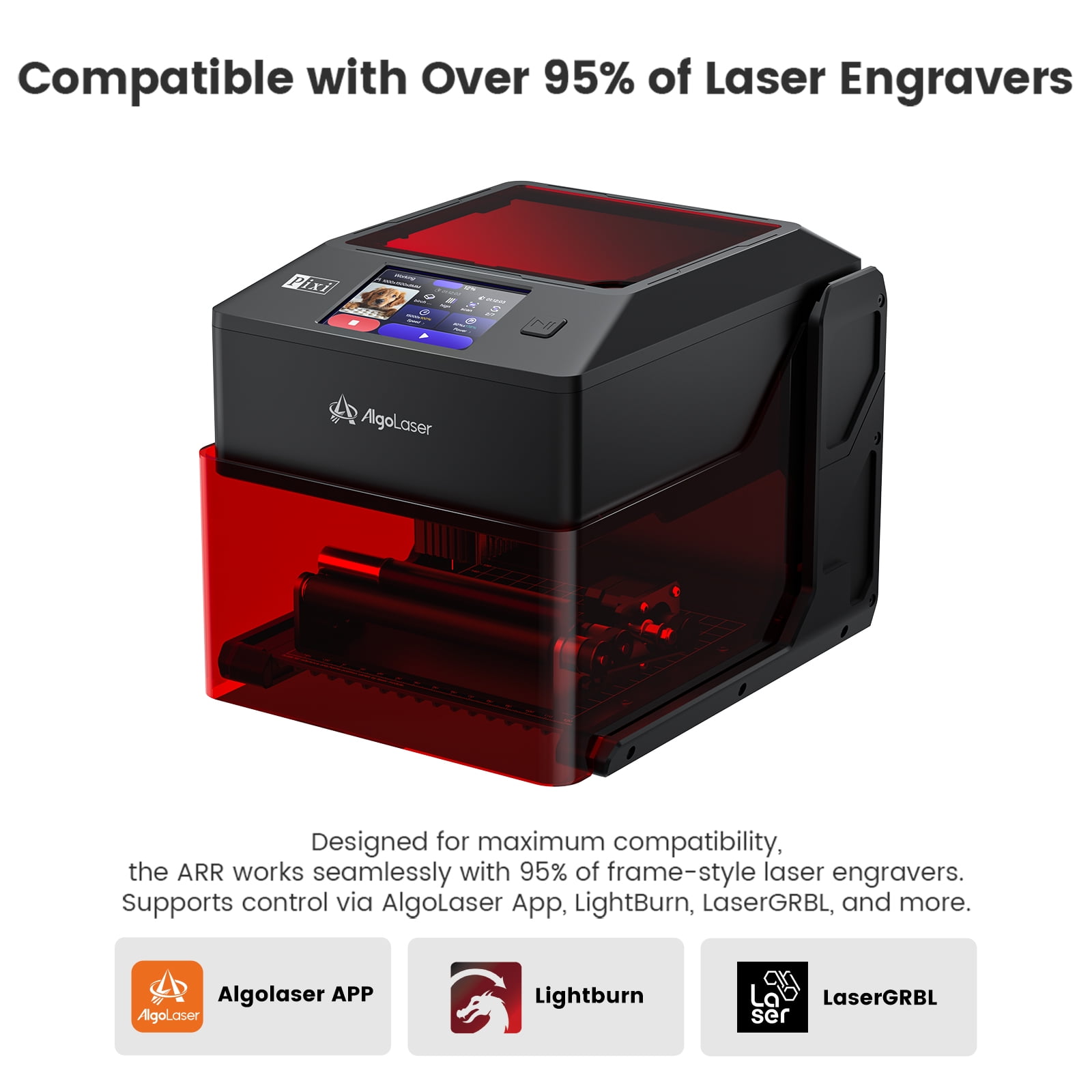 ORTUR Laser Rotary Roller YRR 3.0, Pre-assembled 360° Y-axis Rotary for Cylinder Engraving, Adjustable Diameters from 1mm-41mm
