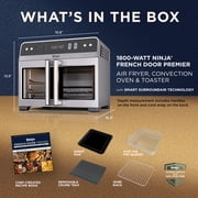 Ninja French Door 8-in-1 Countertop Oven, with Smart Surroundair Technology and Air Fry Function, Dishwasher Safe, 6 Pieces, FO100 Silver