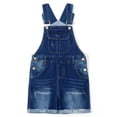 thumbnail image 1 of KIDSCOOL SPACE Girls Shorts, Baby Little Girls Stretchy Denim Shortalls, Deep Blue,9-12 Months, 1 of 8