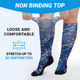 thumbnail image 2 of AMITOFO Diabetic Socks for Women, Non Binding Top, Seamless Toe, Loose Fit, Ultra Stretch Design for Swollen Legs, Edema, Elderly, Blue Flower, 11-13, 2 of 8