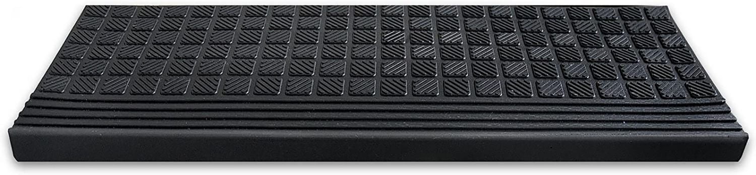 Ottomanson Rubber Collection Non-Slip Design Stair Treads, 10" X 30", 5 Pack, Black