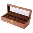 thumbnail image 6 of 6 Slots Wood Watch Display Box Case Glass Top Locking Storage Organizer, 6 of 7