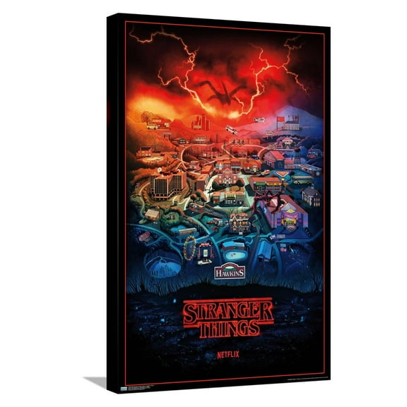 Netflix Stranger Things: Season 4 - Hawkins, Indiana Canvas Wall Poster, 14.725" x 22.375"