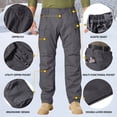 thumbnail image 6 of POENTAB Fleece Lined Hiking Pants for Men Outdoor Cargo Pants Waterproof Insulated Warm Work Trousers for Winter, 6 of 6