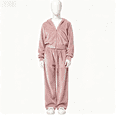 thumbnail image 3 of Gaxelrn Girls Velour Lounge Set 2 Piece Full Zip Cropped Hoodie Wide Leg Pants Pink 5-12 Years,Size 5-6T, 3 of 5