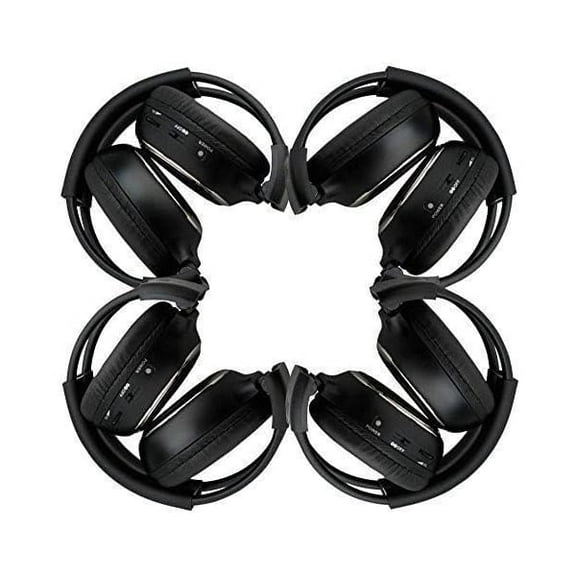 4 Pack of Two Channel Folding Universal Rear Entertainment System Infrared Headphones Wireless IR DVD Player Head Phones for in Car TV Video Audio Listening