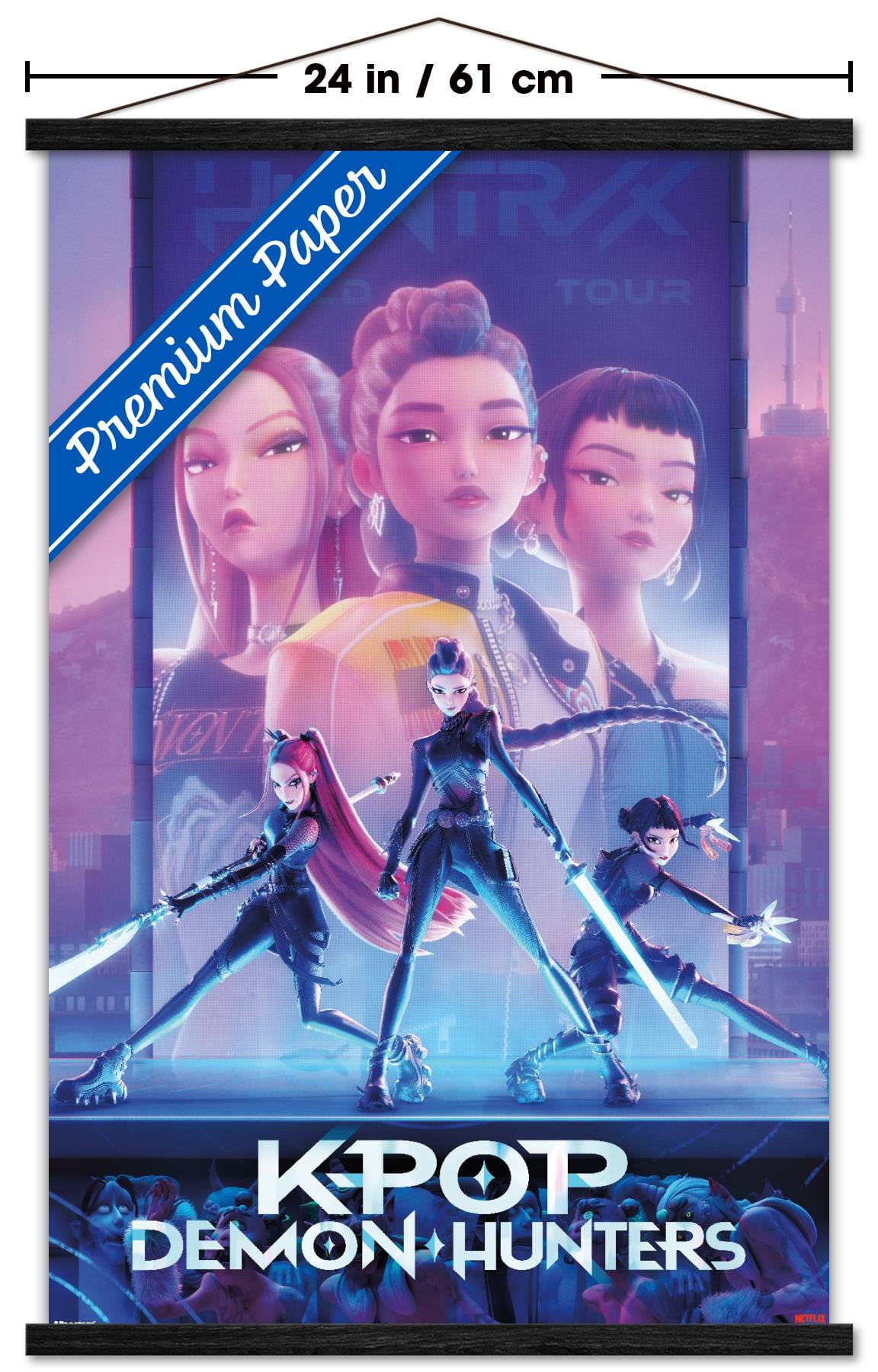Netflix KPop Demon Hunters (2025) - One Sheet Wall Poster with Magnetic Frame, 22.375" x 34"