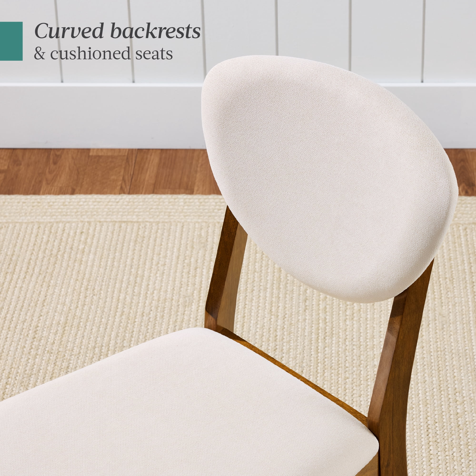 Best Choice Products Set of 4 Wooden Dining Chairs, Wood Modern Farmhouse Upholstered Chairs - Walnut/Cream