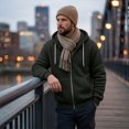 thumbnail image 6 of Resicozy Mens Zip Up Hoodies Long Sleeve Solid Color Hooded Sweatshirts Casual Fall Winter Track Jackets Black L, 6 of 7