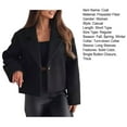 thumbnail image 7 of Women Woolen Jacket - Turn-down Collar Solid Color Single Button Closure Coat Loose Short Type Thermal Long Sleeved Commuting Dating Coat, 7 of 7
