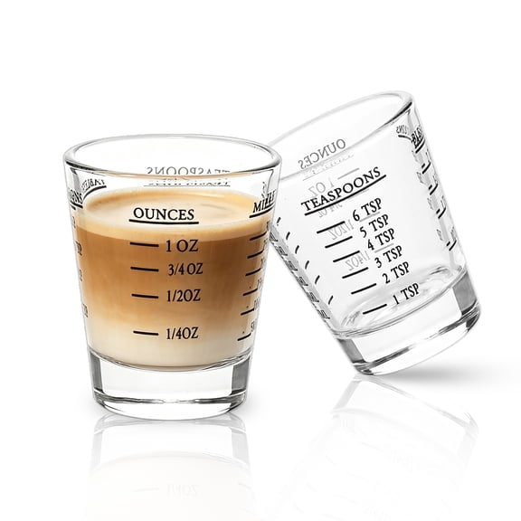 BCnmviku Shot Glasses Measuring cup Espresso Shot Glass Liquid Heavy Glass Wine Glass 2 Pack 26-Incremental Measurement 1oz, 6 Tsp, 2 Tbs, 30ml (2pack black)
