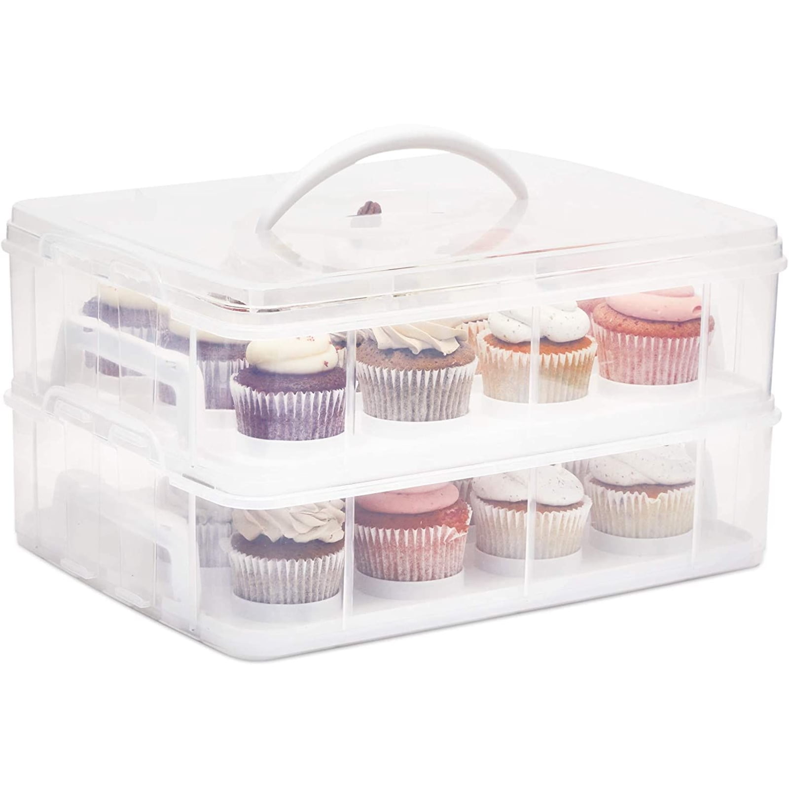 2-X Red Reusable Cupcake Muffin Carrier Container Caddy Handle BPA free.