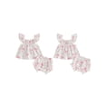thumbnail image 2 of BemeyourBBs Newborn Baby Girls Summer Clothes Infant Baby Girls Smocked Outfits Cute Bow Print Flying Short Sleeve Babydoll Tunic Shirt Tops and Bubble Bloomer Shorts Set, 2 of 9
