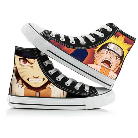 

3D Print Anime Naruto Akatsuki Cool Canvas Shoes for Kids Teen Boys Girls Cosplay Itachi Sasuke Kakashi High Top Lace up Walking Running Shoes