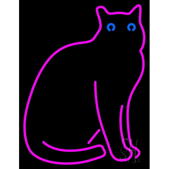 Cat LED Neon Sign 15 x 19 - inches, Black Square Cut Acrylic Backing, with Dimmer - Bright and Premium built indoor LED Neon Sign for Defence Force.