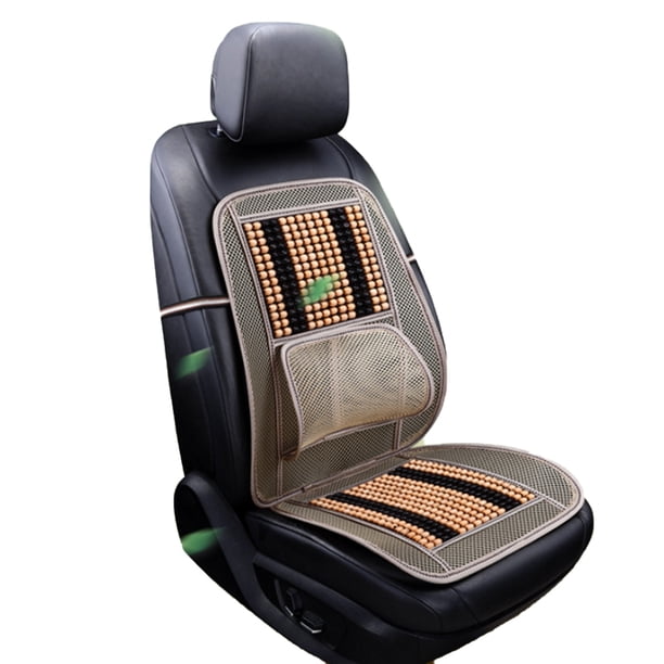 Natural Wood Wooden Beaded Seat Cover - Velcromag