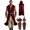 Red, variant on Medieval Costume Men Sleeveless Hooded Surcoat Cloak Pouch Belt Bracers 4 Piece Outfits Vintage Halloween Renaissance Costume