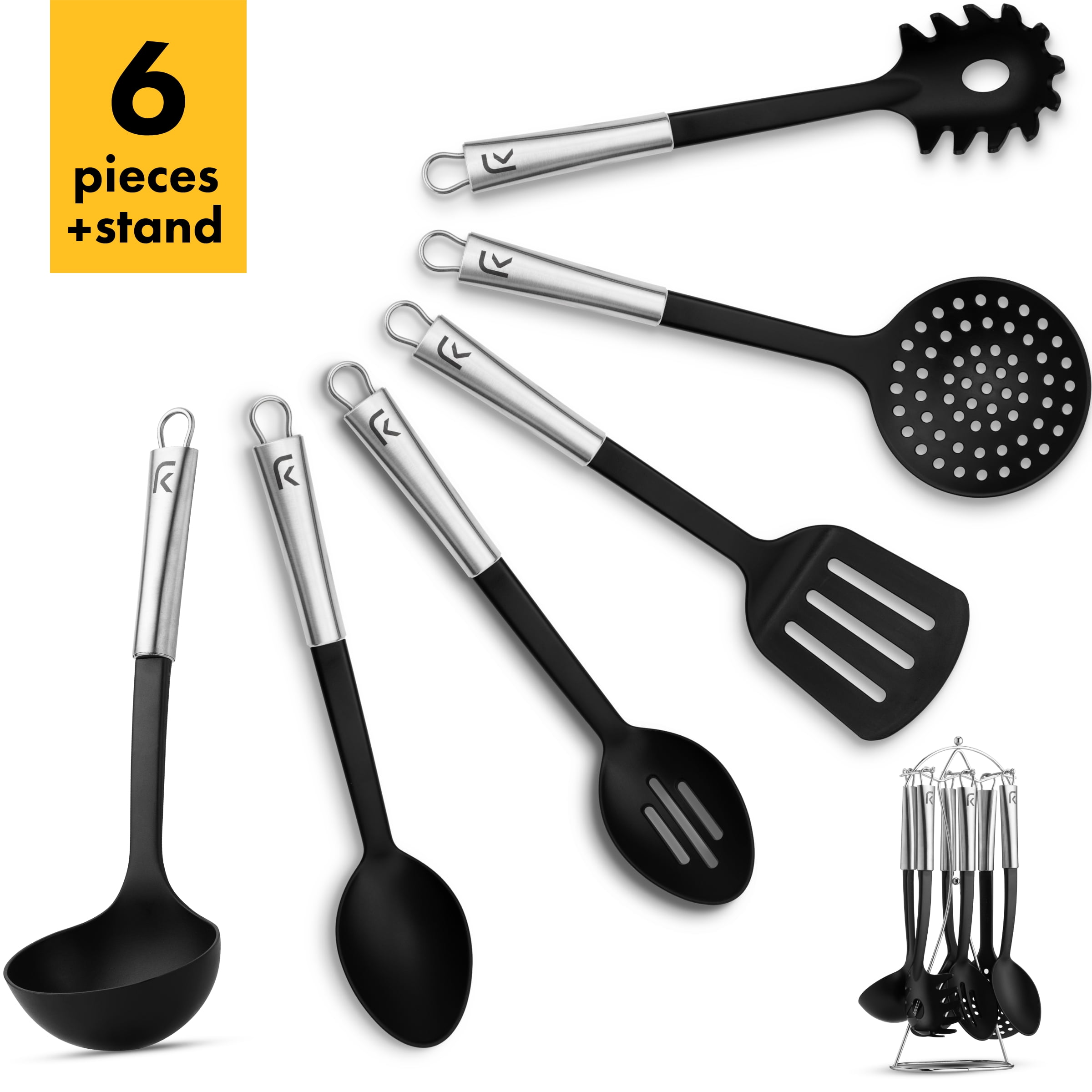 Black and Gold Kitchen Utensils Set 6PC Black Silicone Utensils