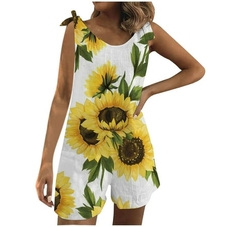 

Women Casual Print Pocket Romper Short Playsuit Bandage Sleeveless Jumpsuit Hot6sl4877426