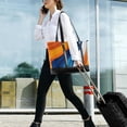 thumbnail image 5 of FORMRS Canvas Laptop Tote Bag for Women with 15.6" Computer Compartments Shoulder Handbag, Orange Abstract Wavy, 5 of 7