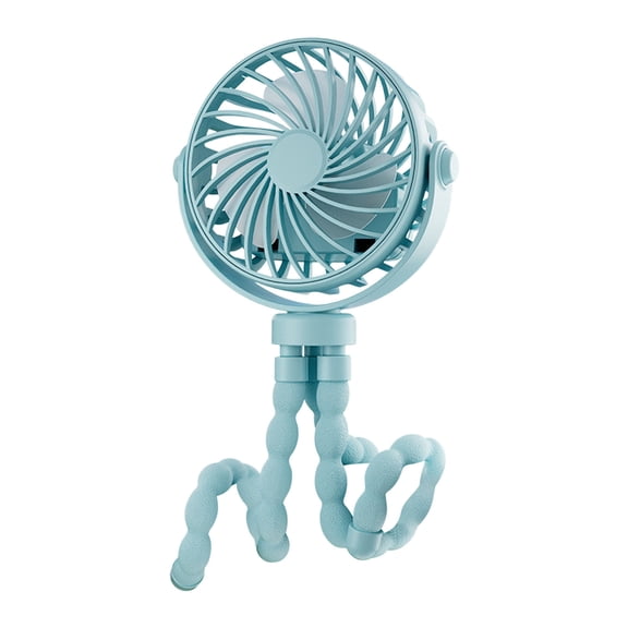 AZXY Safe Baby Focus Bendable Tripod Portable Fan, 3-Speed Low Noise USB Recharge Clip Fan for Car Seat Stroller Bedroom Commute Outdoor Daily Use, Blue