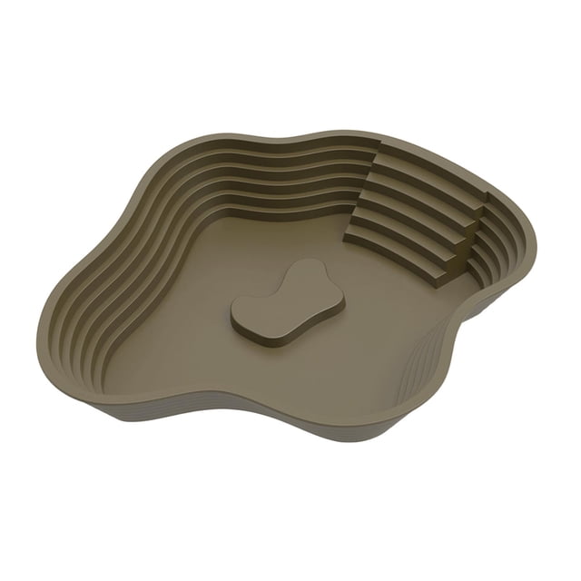 S SERENABLE Reptile Food Water Bowl with Ramp Turtle Bathing Pool Aquarium Ornament Extra Large Reptile Water Dish for Gecko Snake Turtle Dark Green