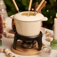 thumbnail image 6 of Twine Farmhouse Kitchen Enamel Cast Iron Fondue Set - Cheese Melting Pot, 6 of 8