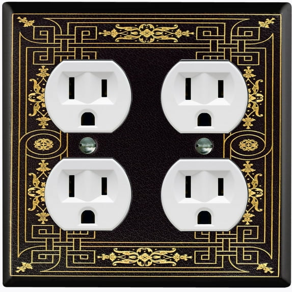 Metal Light Switch Plate Cover Elegant Victorian Floral Frame Black FRA061