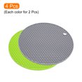 thumbnail image 3 of Uxcell 4pcs Silicone Trivet Mat Drain Placemat Thermal Insulation Non-slip Table Pad-Green+Light Grey, 3 of 5